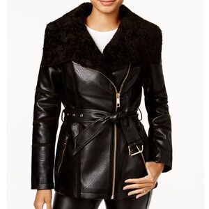 GUESS Women's Black Faux Leather Jacket